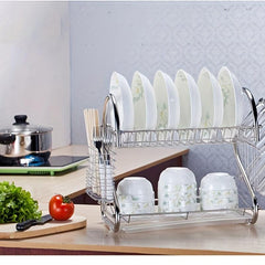 2 Tier Dish Drying Rack Rust Proof with Storage