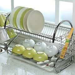 2 Tier Dish Drying Rack Rust Proof with Storage