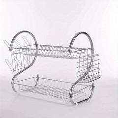 2 Tier Dish Drying Rack Rust Proof with Storage