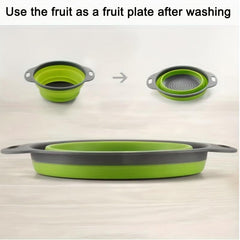 Silicone Collapsible Colander Set for Draining Pasta, Vegetables, Fruits