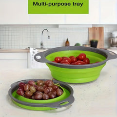 Silicone Collapsible Colander Set for Draining Pasta, Vegetables, Fruits