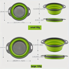 Silicone Collapsible Colander Set for Draining Pasta, Vegetables, Fruits