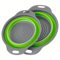 Silicone Collapsible Colander Set for Draining Pasta, Vegetables, Fruits