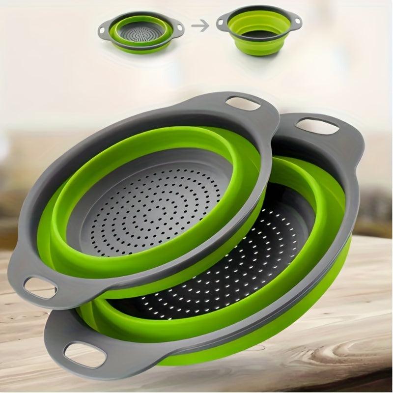 Silicone Collapsible Colander Set for Draining Pasta, Vegetables, Fruits