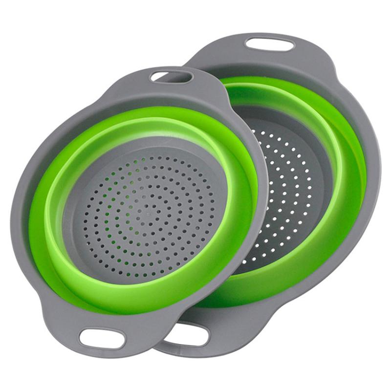Silicone Collapsible Colander Set for Draining Pasta, Vegetables, Fruits