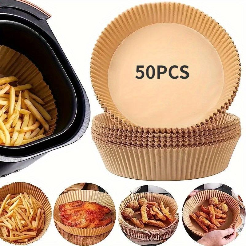 Disposable Air Fryer Liners 100pcs 16-19cm Paper Liner for Basket Bowls Trays