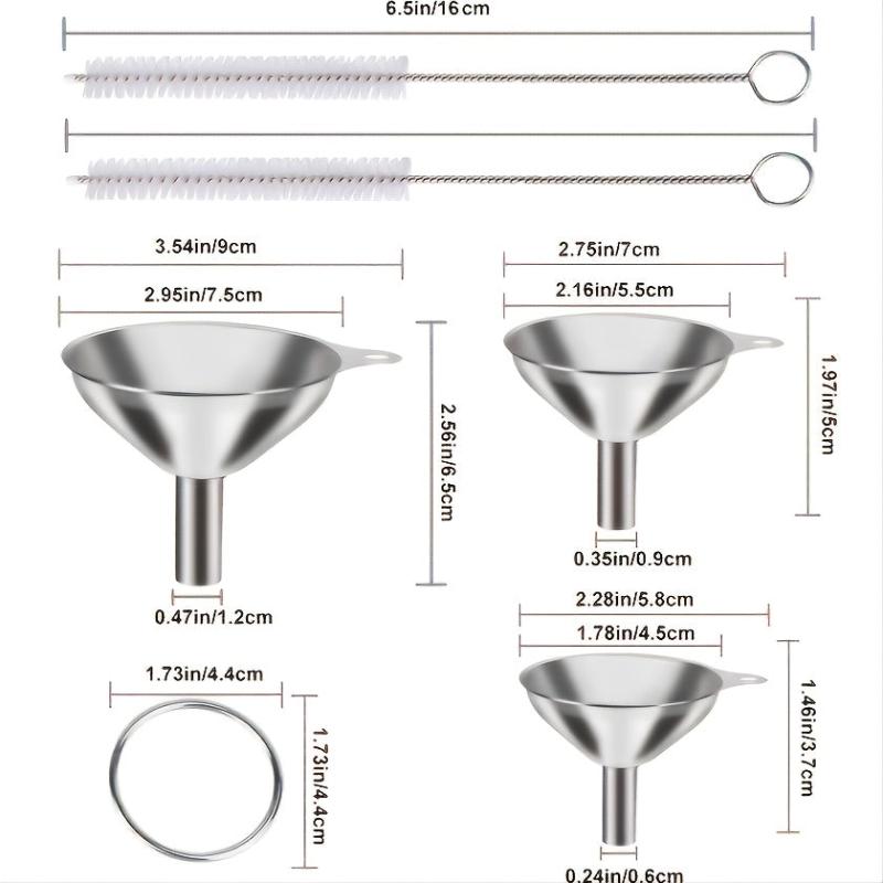 5pcs Set Stainless Steel Large Kitchen Funnel for Draining Wine Bottles