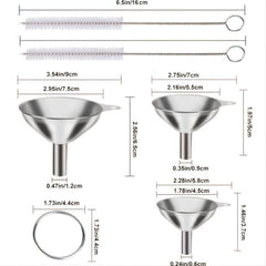 5pcs Set Stainless Steel Large Kitchen Funnel for Draining Wine Bottles