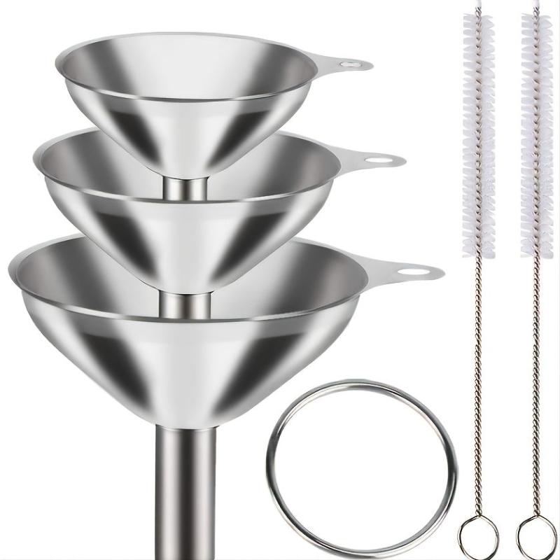 5pcs Set Stainless Steel Large Kitchen Funnel for Draining Wine Bottles