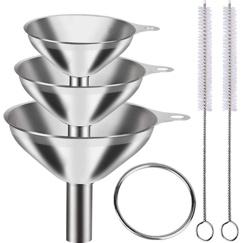 5pcs Set Stainless Steel Large Kitchen Funnel for Draining Wine Bottles
