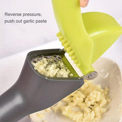 Green Stainless Steel Garlic Press Manual Crusher