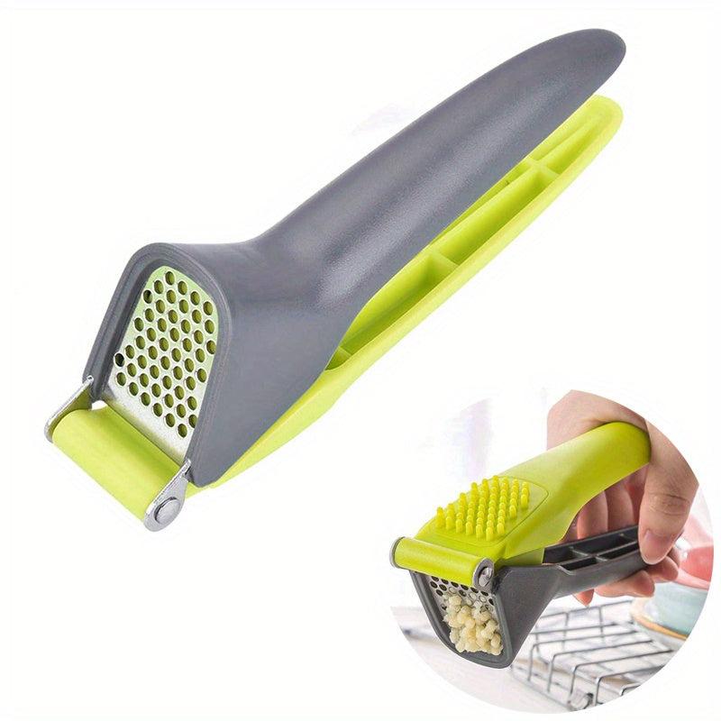 Green Stainless Steel Garlic Press Manual Crusher