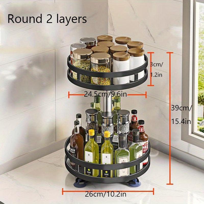 Rotatable Spice Bottle Storage Tray Countertop Storage Rack