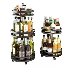 Rotatable Spice Bottle Storage Tray Countertop Storage Rack