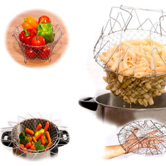Collapsible Steam Rinse Filter French Chef Basket Drainer