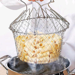 Collapsible Steam Rinse Filter French Chef Basket Drainer