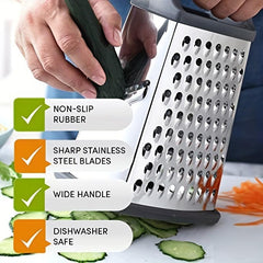 Stainless Steel Box Grater with Container - Multifunctional Vegetable Grater