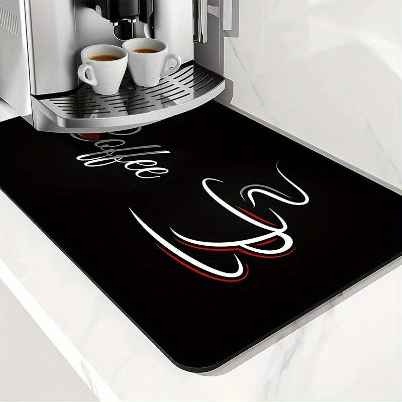 Rubber Coffee Mat for Kitchen Counter & Coffee Bar Vintage Style
