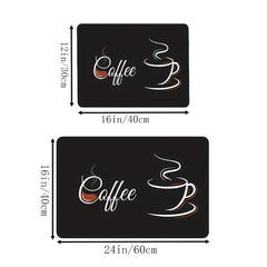 Rubber Coffee Mat for Kitchen Counter & Coffee Bar Vintage Style