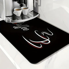Rubber Coffee Mat for Kitchen Counter & Coffee Bar Vintage Style