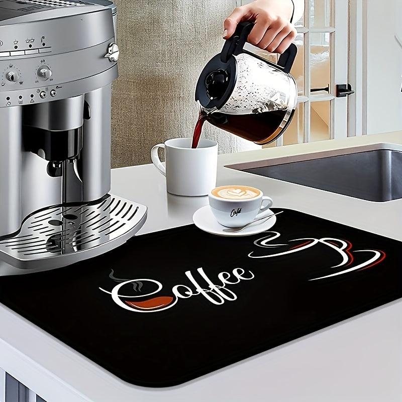 Rubber Coffee Mat for Kitchen Counter & Coffee Bar Vintage Style