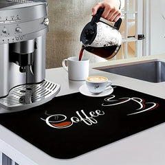 Rubber Coffee Mat for Kitchen Counter & Coffee Bar Vintage Style