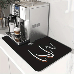 Rubber Coffee Mat for Kitchen Counter & Coffee Bar Vintage Style