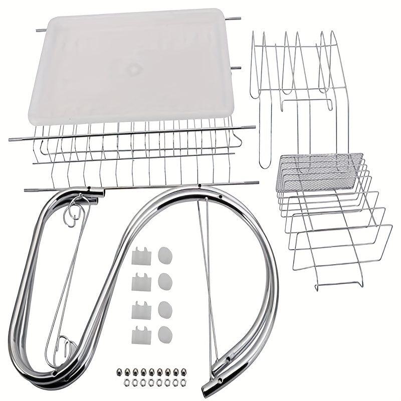2 Tier Rust Proof Dish Drying Rack with Hooks