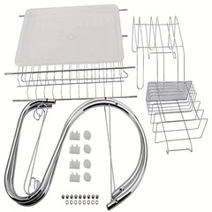 2 Tier Rust Proof Dish Drying Rack with Hooks