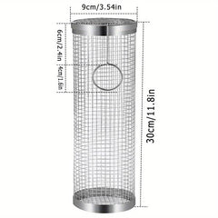 2pcs BBQ Rolling Grill Basket Stainless Steel Grilled Cage Round BBQ Grill Mesh