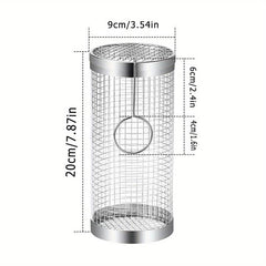 2pcs BBQ Rolling Grill Basket Stainless Steel Grilled Cage Round BBQ Grill Mesh