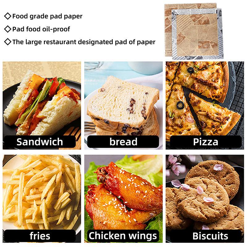 100pcs Wax Paper Food Wrapping Paper Burger Fries Sandwich Greaseproof Baking