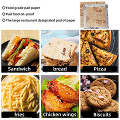 100pcs Wax Paper Food Wrapping Paper Burger Fries Sandwich Greaseproof Baking
