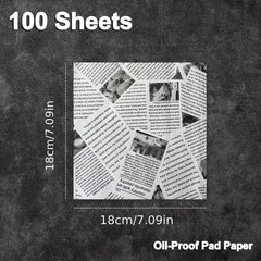 100pcs Wax Paper Food Wrapping Paper Burger Fries Sandwich Greaseproof Baking