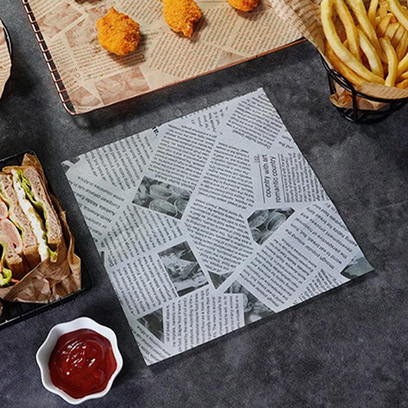 100pcs Wax Paper Food Wrapping Paper Burger Fries Sandwich Greaseproof Baking