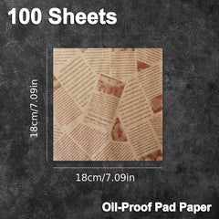 100pcs Wax Paper Food Wrapping Paper Burger Fries Sandwich Greaseproof Baking