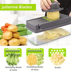 12 In 1 Vegetable Chopper Onion Chopper Stainless Steel Blades Mandolin Slicer
