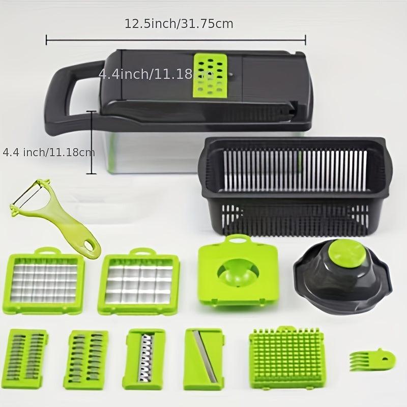 12 In 1 Vegetable Chopper Onion Chopper Stainless Steel Blades Mandolin Slicer