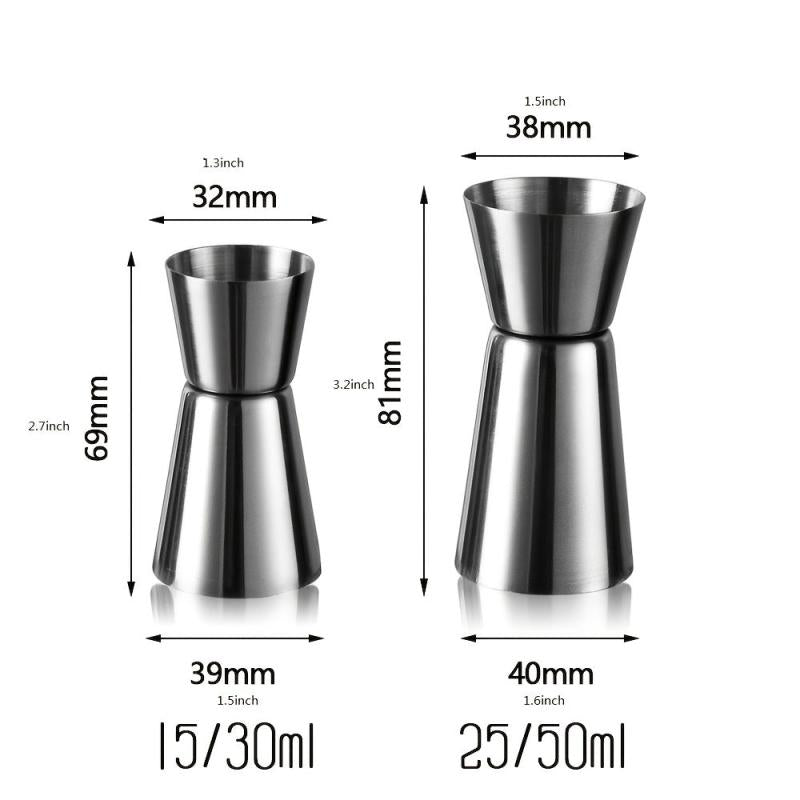Stainless Steel Cocktail Shaker Measure Cup Dual Shot Drink Spirit Measure 50ml