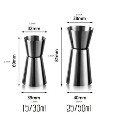 Stainless Steel Cocktail Shaker Measure Cup Dual Shot Drink Spirit Measure 50ml