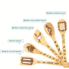 6pcs Burned Bamboo Spoons Set - Friends TV Show Merchandise