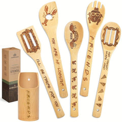 6pcs Burned Bamboo Spoons Set - Friends TV Show Merchandise