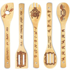 6pcs Burned Bamboo Spoons Set - Friends TV Show Merchandise