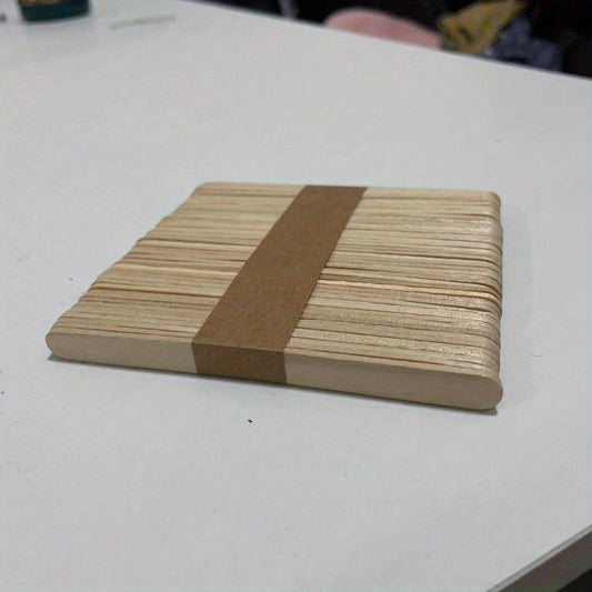 50/100 Handcrafted Wooden Ice Cream Popsicle Sticks and Spoons for DIY Cakes