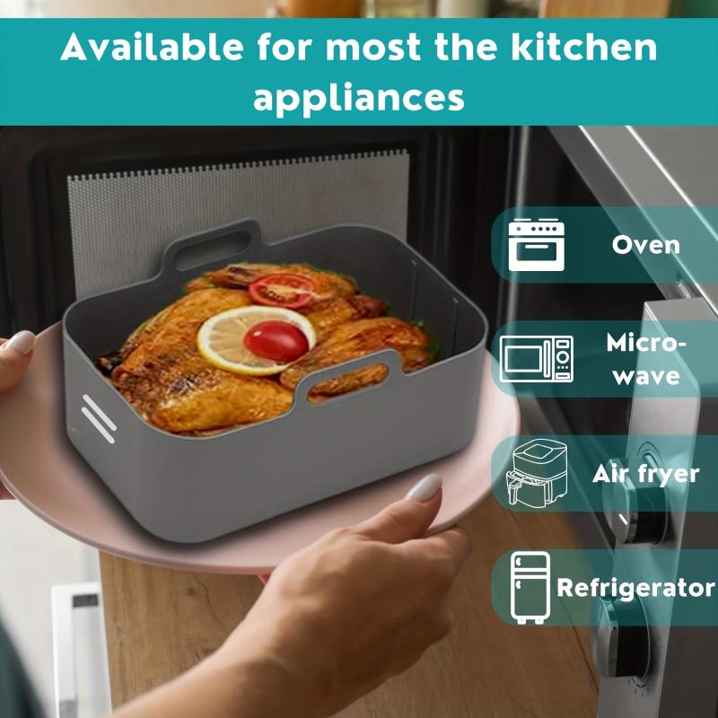 2pcs Rectangular Silicone Airfryer Liner Reusable Pot