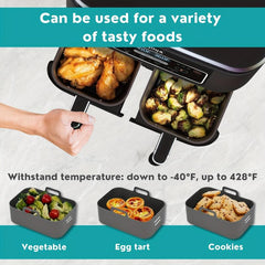 2pcs Rectangular Silicone Airfryer Liner Reusable Pot