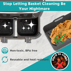 2pcs Rectangular Silicone Airfryer Liner Reusable Pot