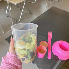 Portable Salad Meal Shaker Cup with Fork, Healthy Salad Container for Picnic Lun