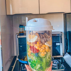 Portable Salad Meal Shaker Cup with Fork, Healthy Salad Container for Picnic Lun