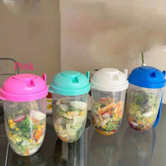 Portable Salad Meal Shaker Cup with Fork, Healthy Salad Container for Picnic Lun